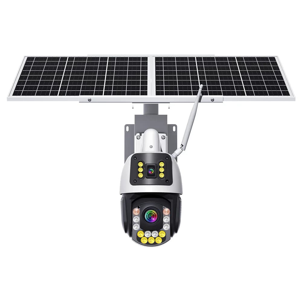 Telecamera dome intelligente di sicurezza CCTV a doppia lente a lunga distanza solare wireless 4K 50X PTZ con visione notturna a luce laser POE opzionale