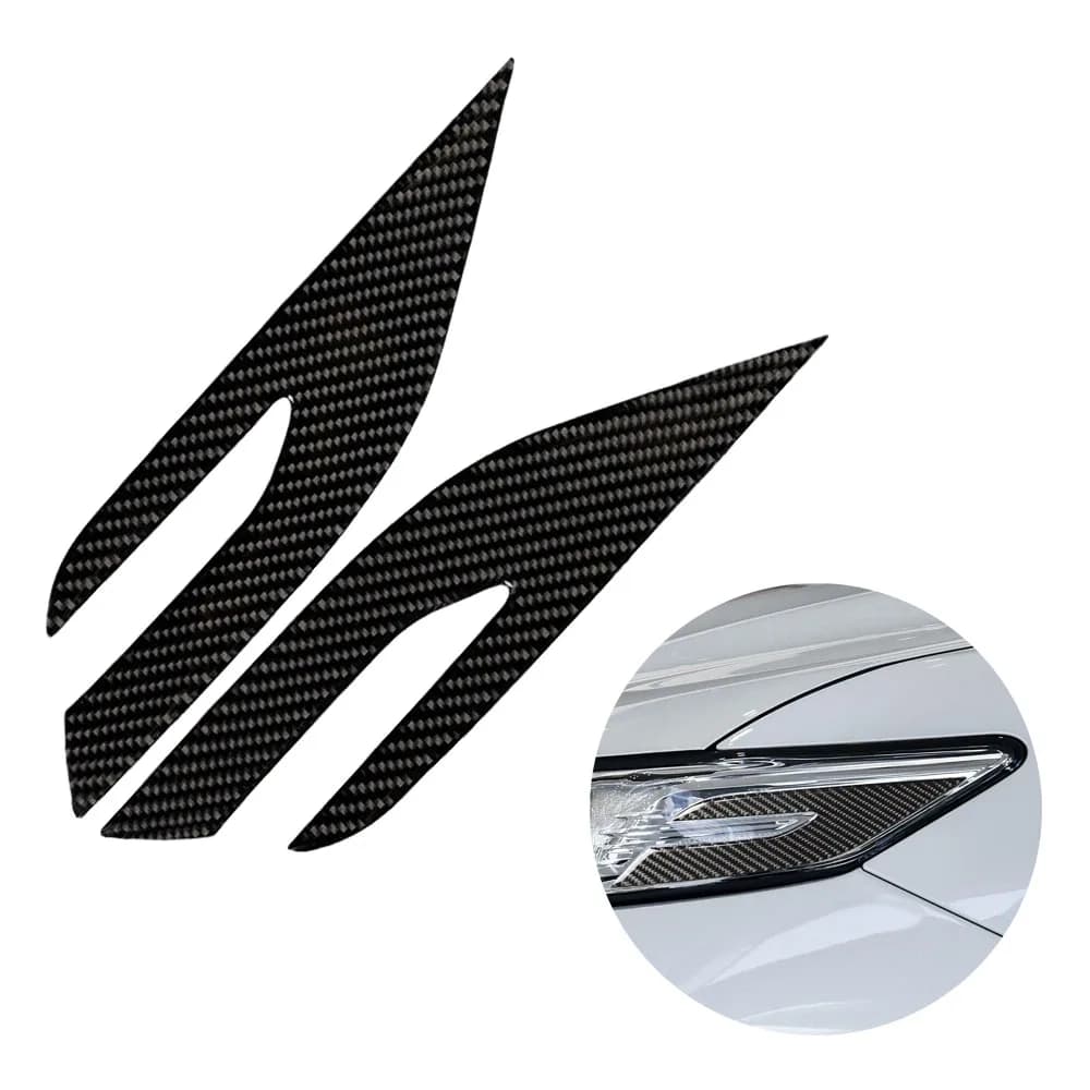 2 pcs Front Left & Right Auto Headlight Palpebra Eyebrow Covers for Toyota Camry 2018-2019 Carbon Fiber Eyebrow Cover Trim