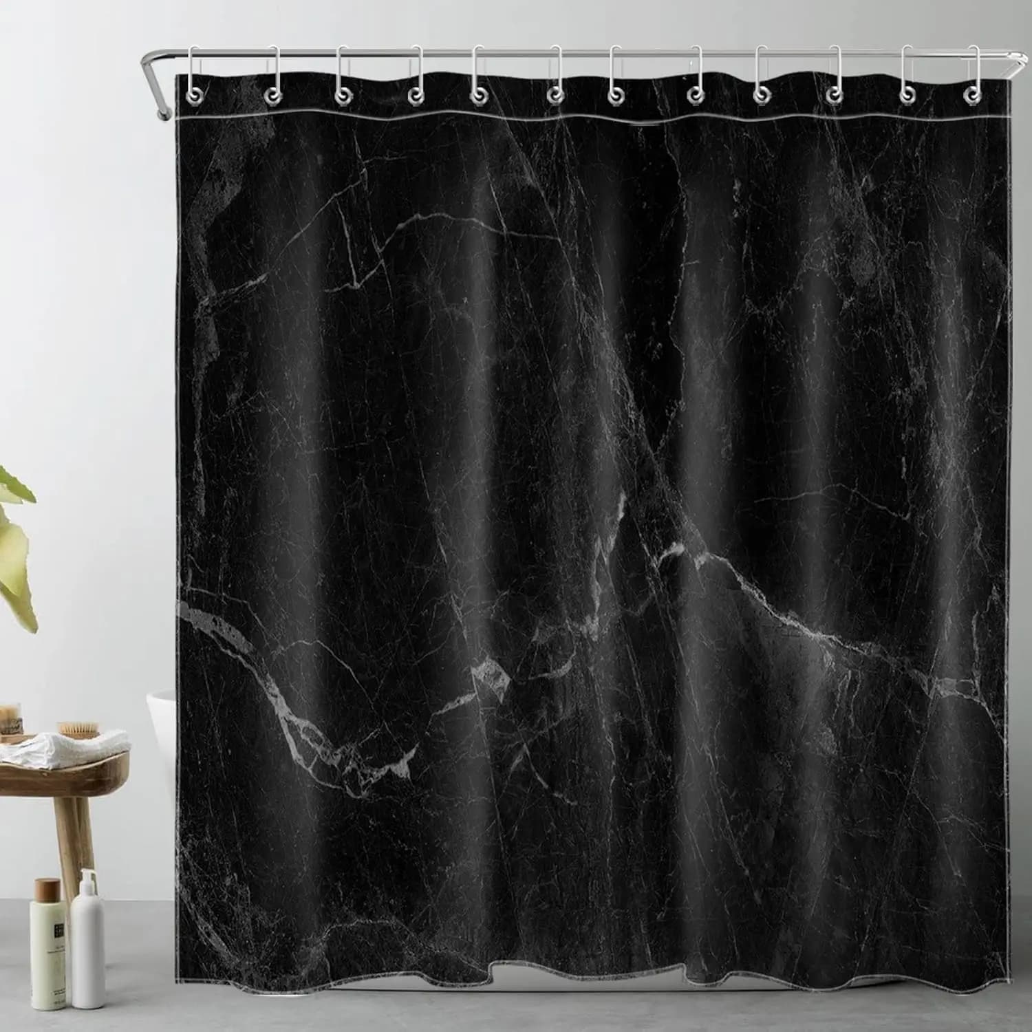 Decorazione astratta per tende da doccia in marmo nero, tessuto semplice e moderno in poliestere per tende da doccia per bagno in marmo bianco nero grigio