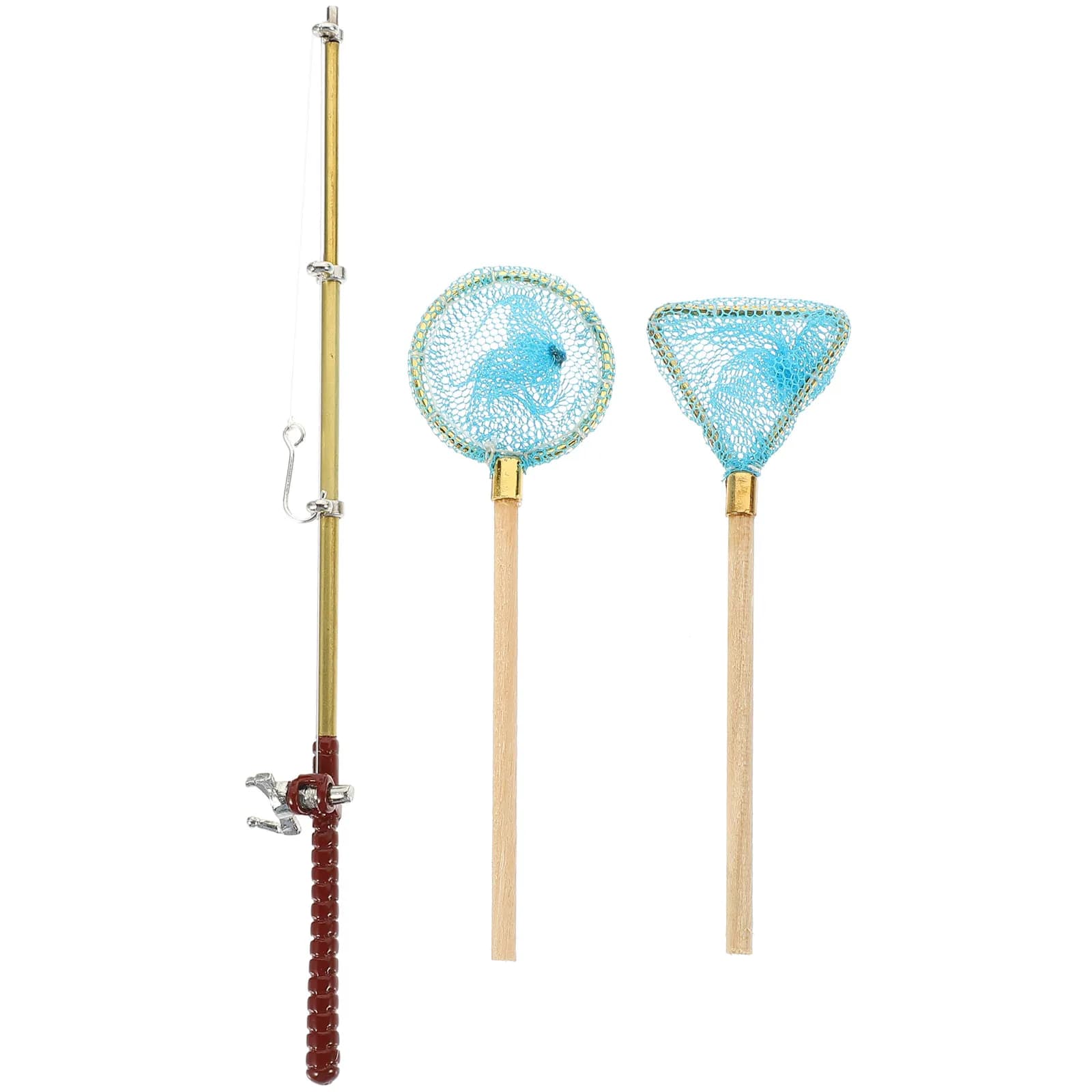 Set di Accessori in Miniatura per Pesca: Canna da Pesca e Rete, Decorazione per Piccoli Paesaggi, Mini Rete da Pesca