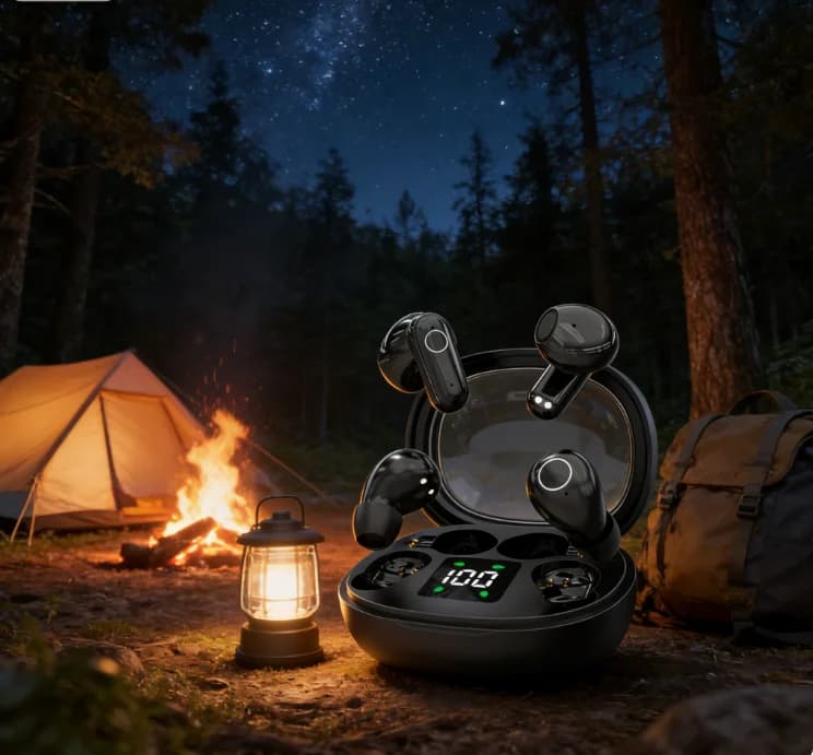 Mini Auricolari Bluetooth Invisibili a Stelo Corto, 2 Paia, Impermeabili, Wireless con Microfono per Sonno, Sport e Lavoro