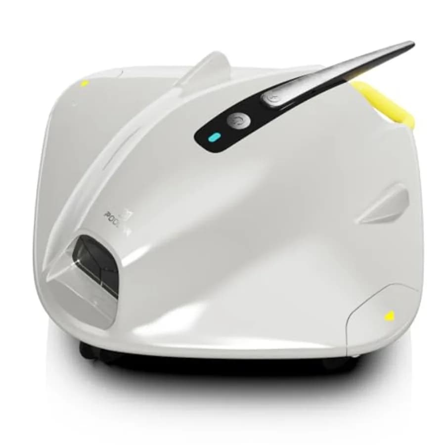 Robot aspirapolvere per piscine fuori terra - Bianco grigio, Plastica ABS, Forte aspirazione da 40W, Doppio sistema di pulizia, Attraversamento barriere, 120-Mi