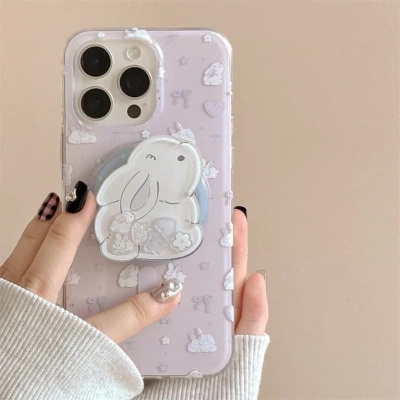 Simpatico cartone animato Coniglio Sabbie mobili per Magsafe Griptok Supporto Anello da dito Supporto magnetico per telefono Supporto per iPhone 16 Staffa per ragazza