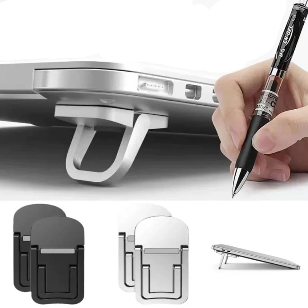 2Pcs Foldable Mini Laptop Holder Portable Computer Keyboard Riser with 2 Angle Adjustable Self-Adhesive Invisible Notebook Stand