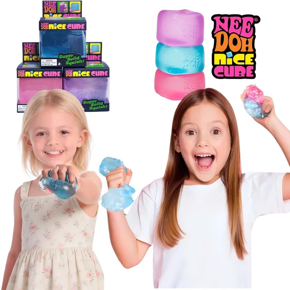Schylling Needoh Nice Cube Sensory Fidget Cube Antistress Squishy Cube Antiansia Oggetto da Spremere per Concentrazione e ADHD