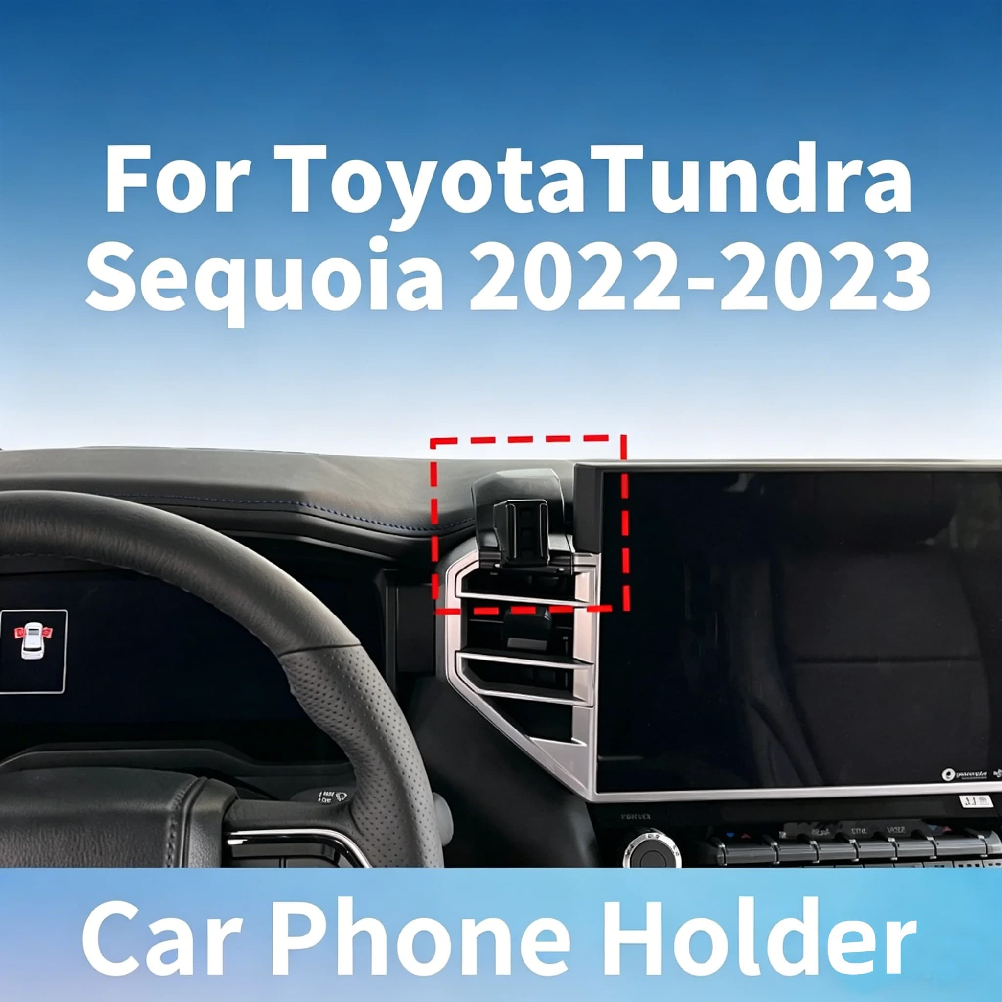 High Quality Clip-on Car Phone Holder Base Fits Toyota Tundra and Sequoia 2022-2023, Workable with Various Phone Holders
