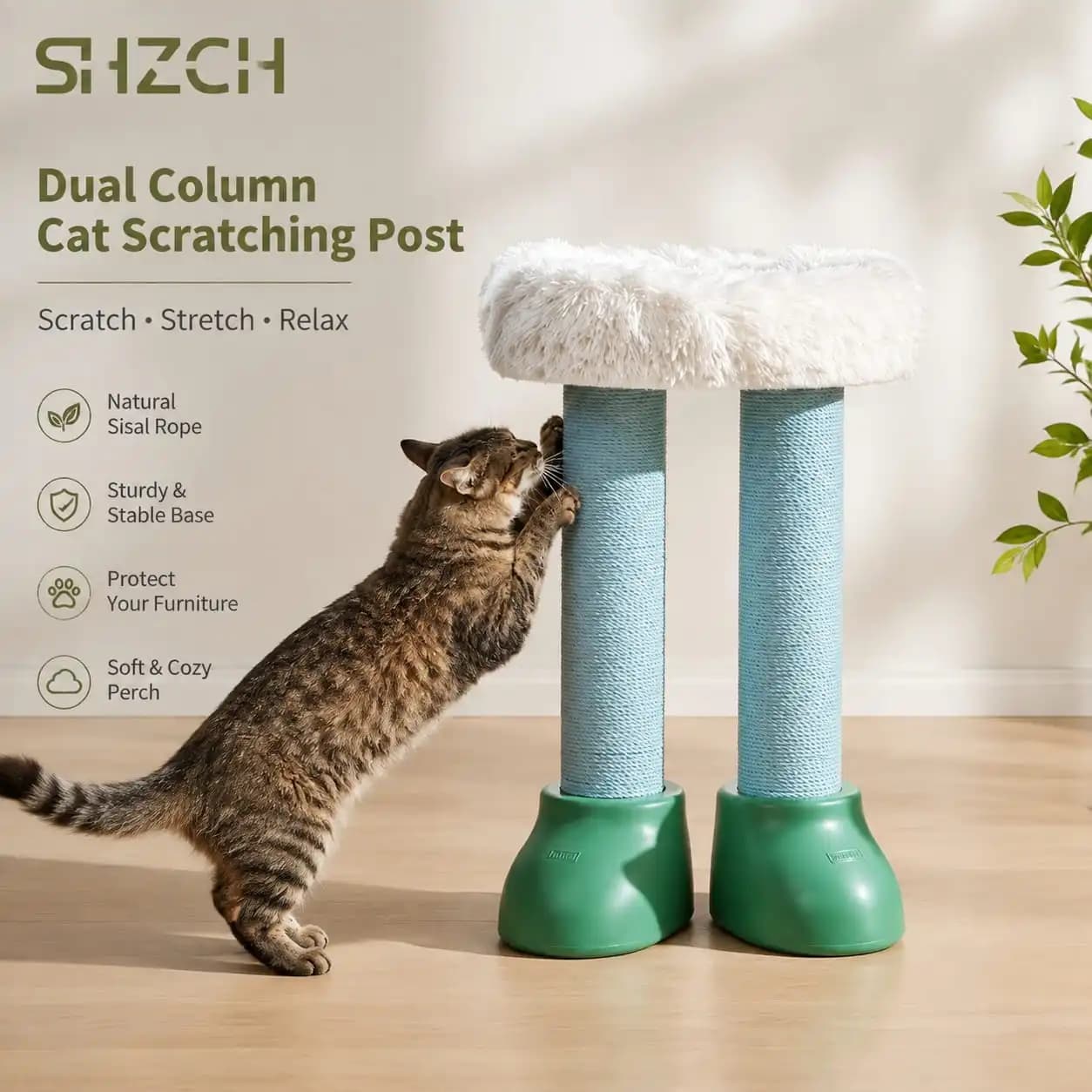 All-in-One Cat Scratching Tree - Sisal Vertical Condo, Multi-Level Climbing Frame with Bed, Durable Kitten Furniture
