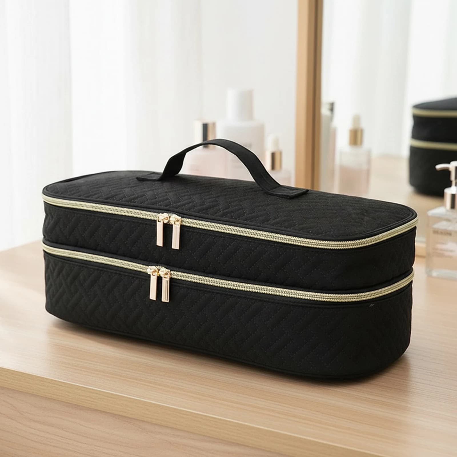 Organizer briefcase for Double-layered Nail Polishes, Manicure Set with Nail Accessories Handle, Manicurist Gift and Girls