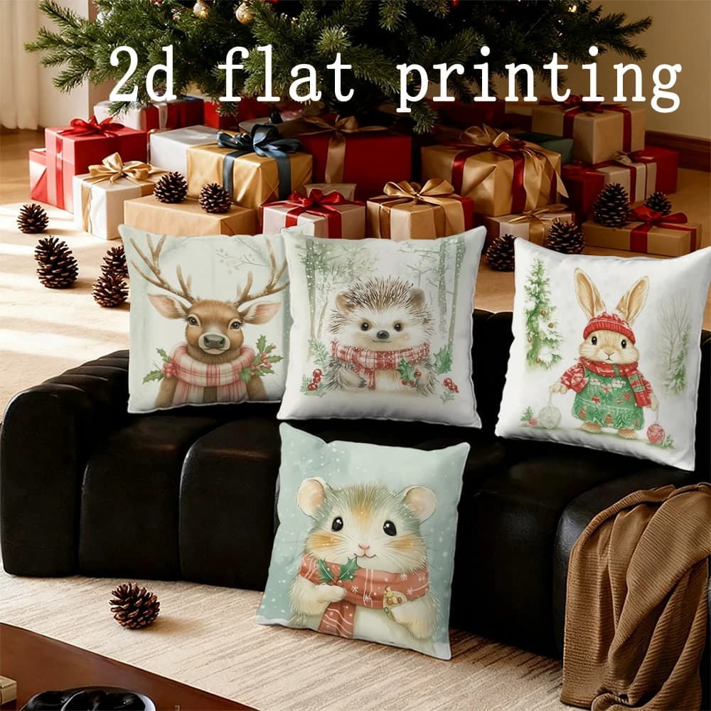 Home Decor Christmas Animal-Patterned Cushion Covers Pattern Cushion Cover Suitable for Sofa Bedroom Car Pillow Cover