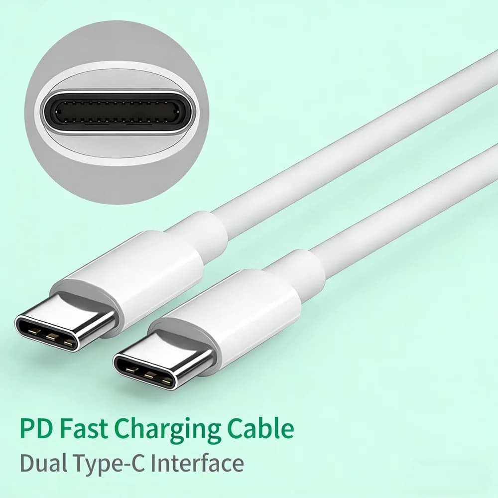Cavo di sincronizzazione dati USB‑C a USB‑C bianco da 3 m, confezione da 1, cavo di ricarica rapida per telefoni, tablet ed elettronica