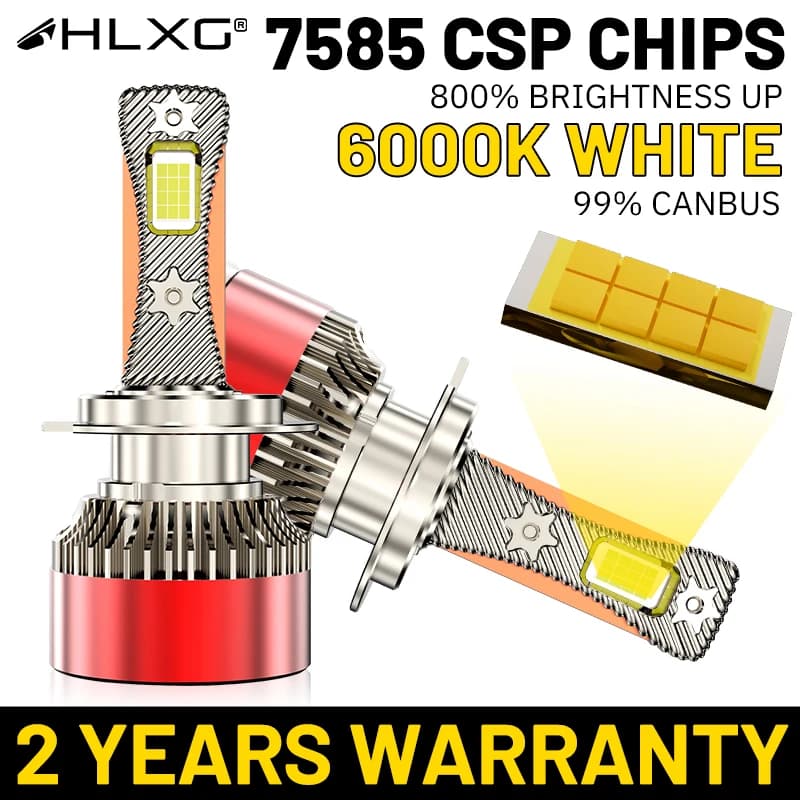 HLXG H7 Faro principale CANBUS NO ERROR 7585 CSP H4 H1 9005 9006 9012 H3 Lampadina per auto 6000K Bianco H11 Super Brightnes Luce ad alta potenza