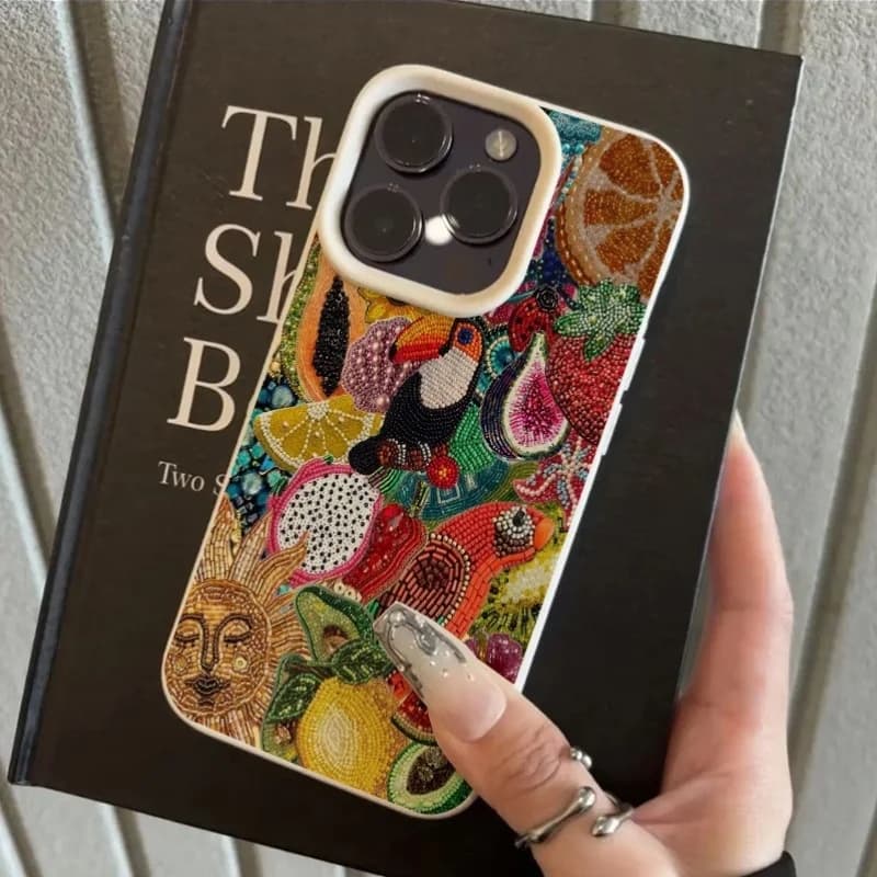 Beaded Fruit Mosaic Design Phone Case for Samsung S26 S25 S24 S23 S22 S21 S20 Note20 Ultra Plus A73 A55 A35 A25 A22 4G 5G Cover