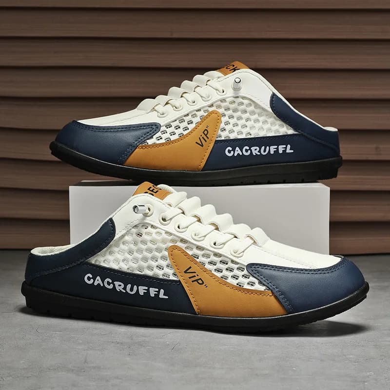 Scarpe da uomo di grandi dimensioni48 2025Sneaker casual estiva Baotou Mezze pantofole da uomo Nuovo comfort Appartamenti da passeggio Scivoli in mesh traspirante