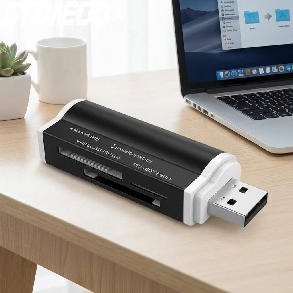 Lettore di schede multi USB 2.0 ad alta velocità per Micro SD, SDHC, MMC, MS PRO DUO, TF, M2 - Adattatore universale multi-formato