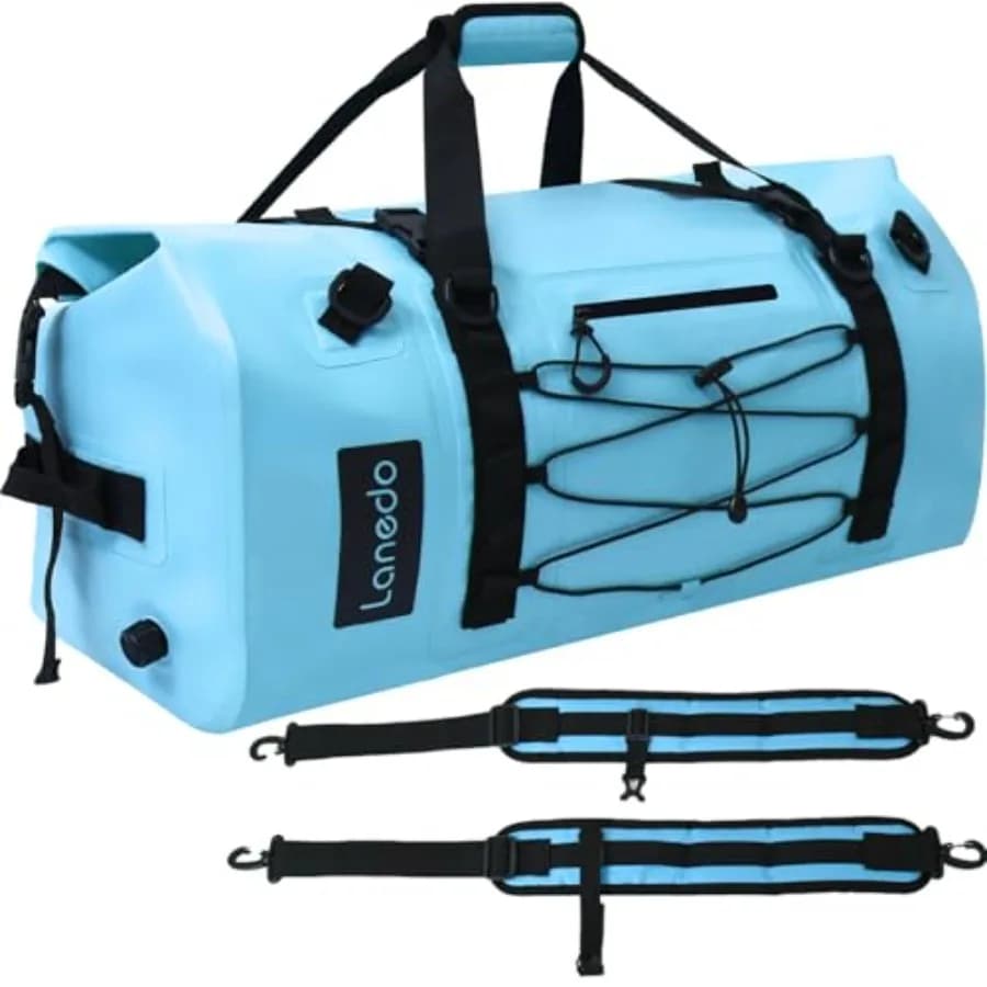 Borsa Impermeabile da 80L, Grande Borsa a Chiusura Arrotolabile Resistente per Pesca, Kayak e Paddle Boarding con Manici e Cinghie Durevoli