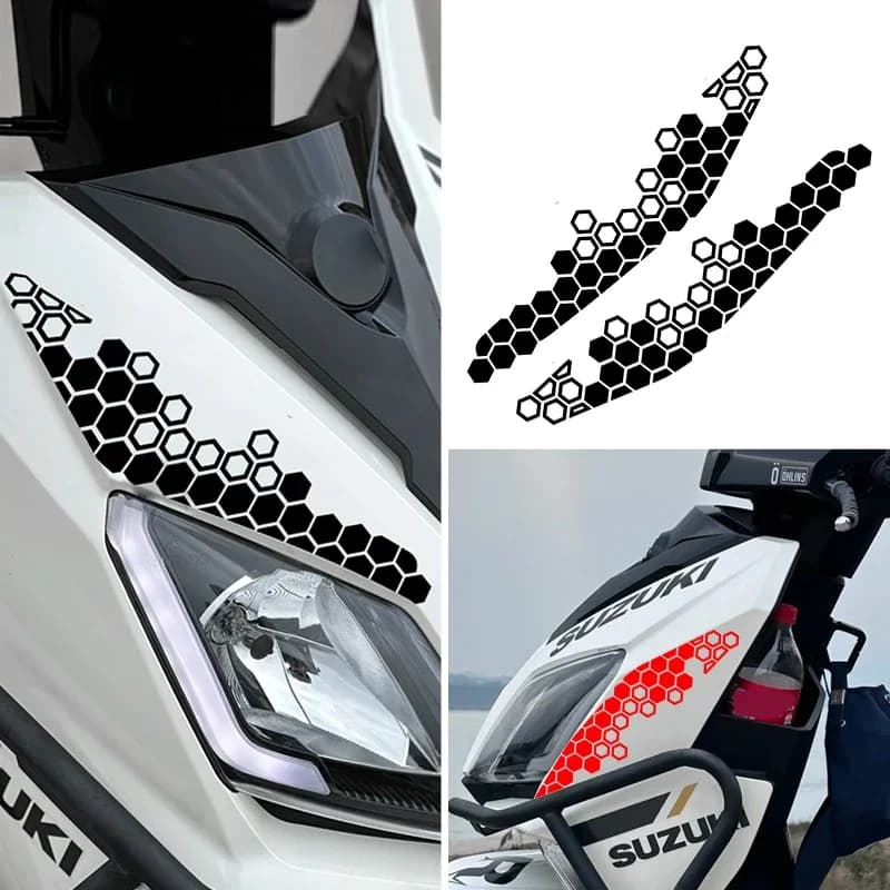 2 pezzi adesivi a nido d'ape per moto decalcomanie impermeabili per il corpo dello scooter accessori per la modifica dell'ornamento del paraurti del casco del serbatoio della moto