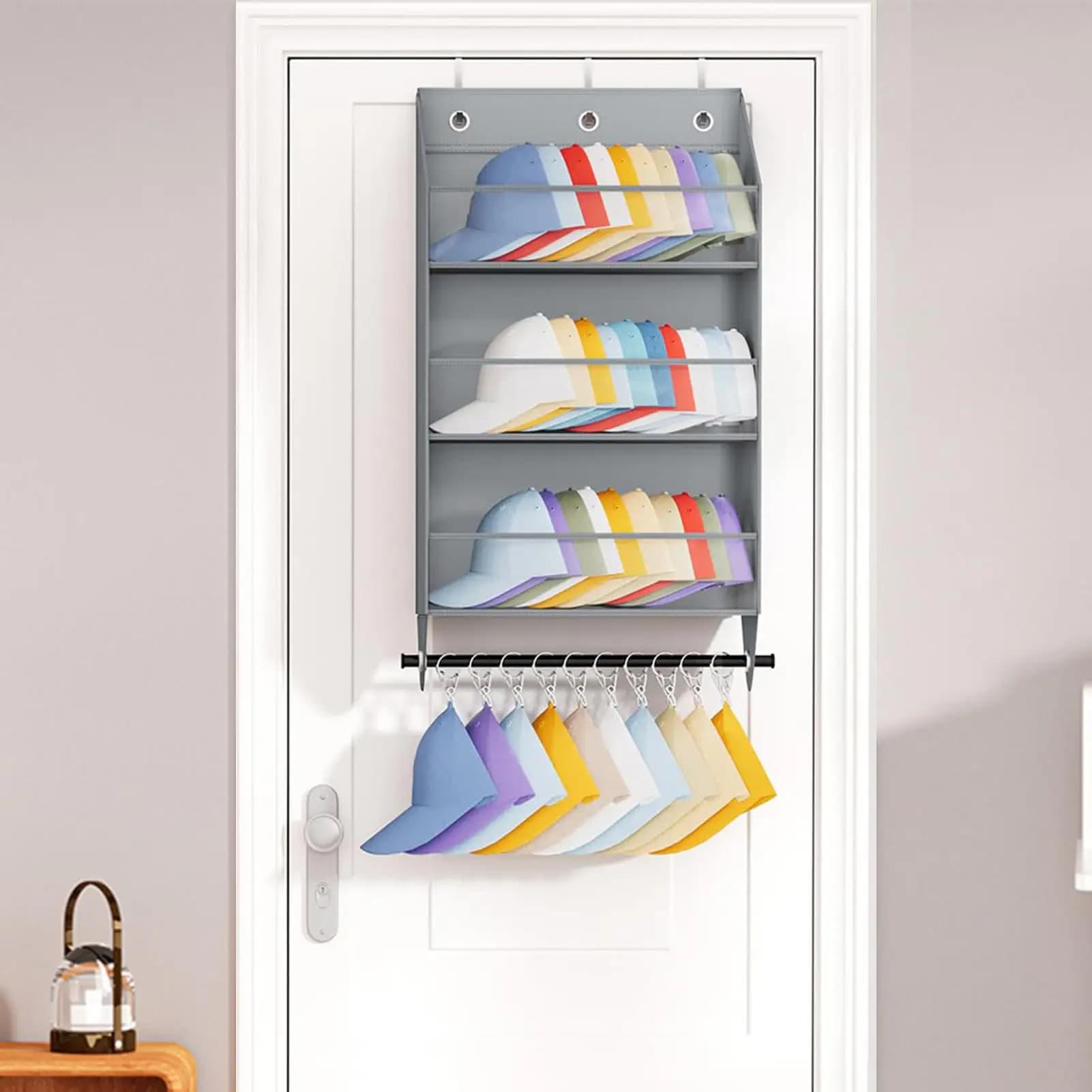 Hat Organizer For Door Baseball Caps Storage Hanger Hat Organizing Rack For Bedroom Bathroom Closet Nursery Dormitory Entryway