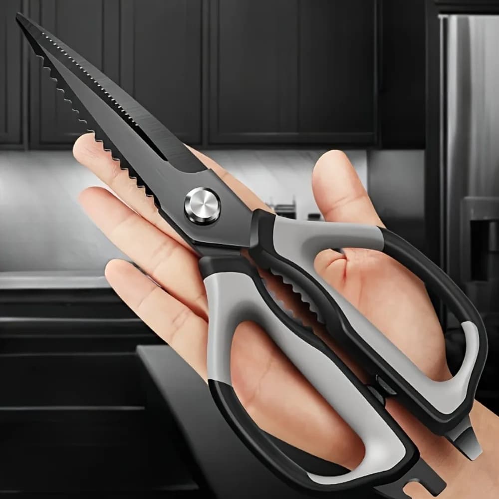 PLYS Forbici da cucina in acciaio inossidabile Forbici per ossa di pollo in titanio nero Apribottiglie, Utensili da cucina multifunzionali