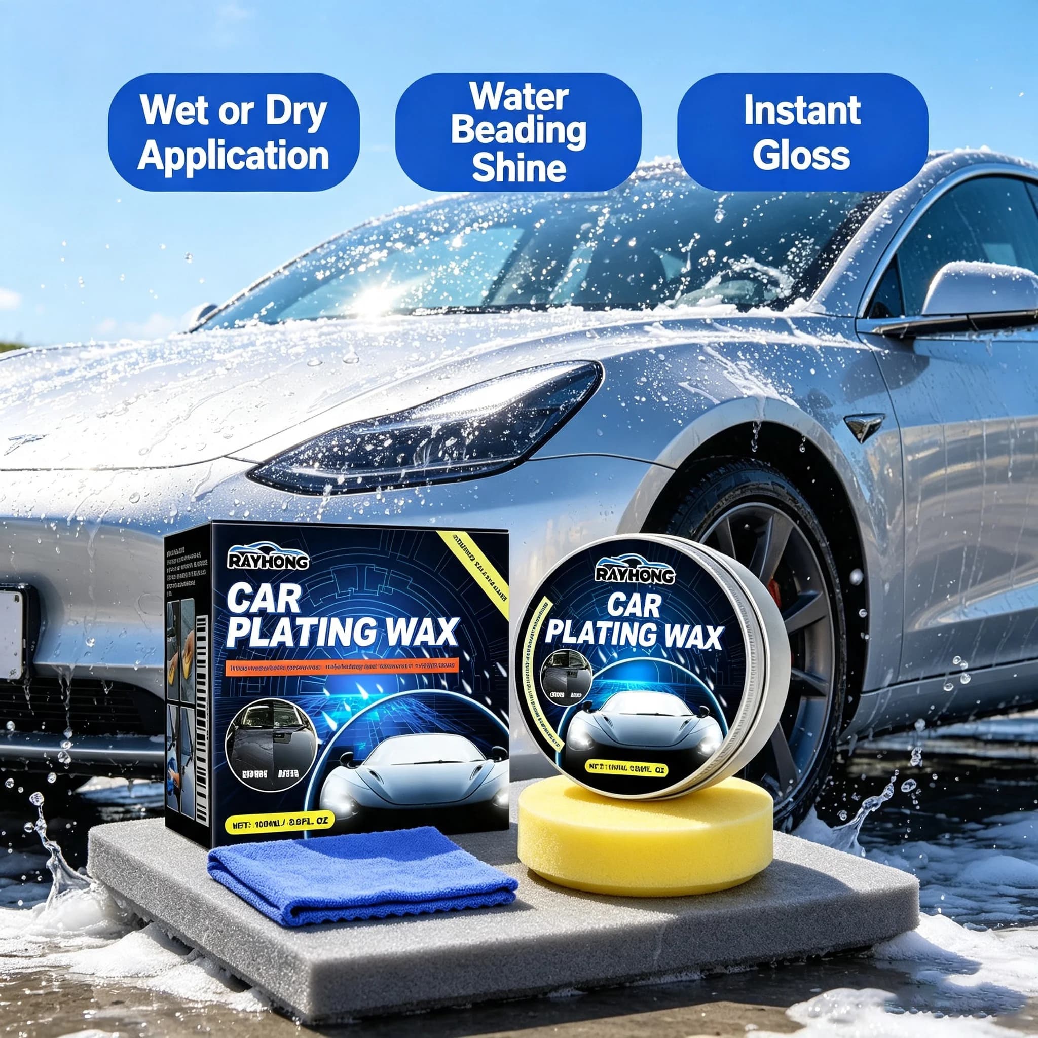 Rayhong Car Crystal Wax Plating Repairs Scratches Restores Luster UV Protection Waterproof Polishing Paste Paint Maintenance Wax