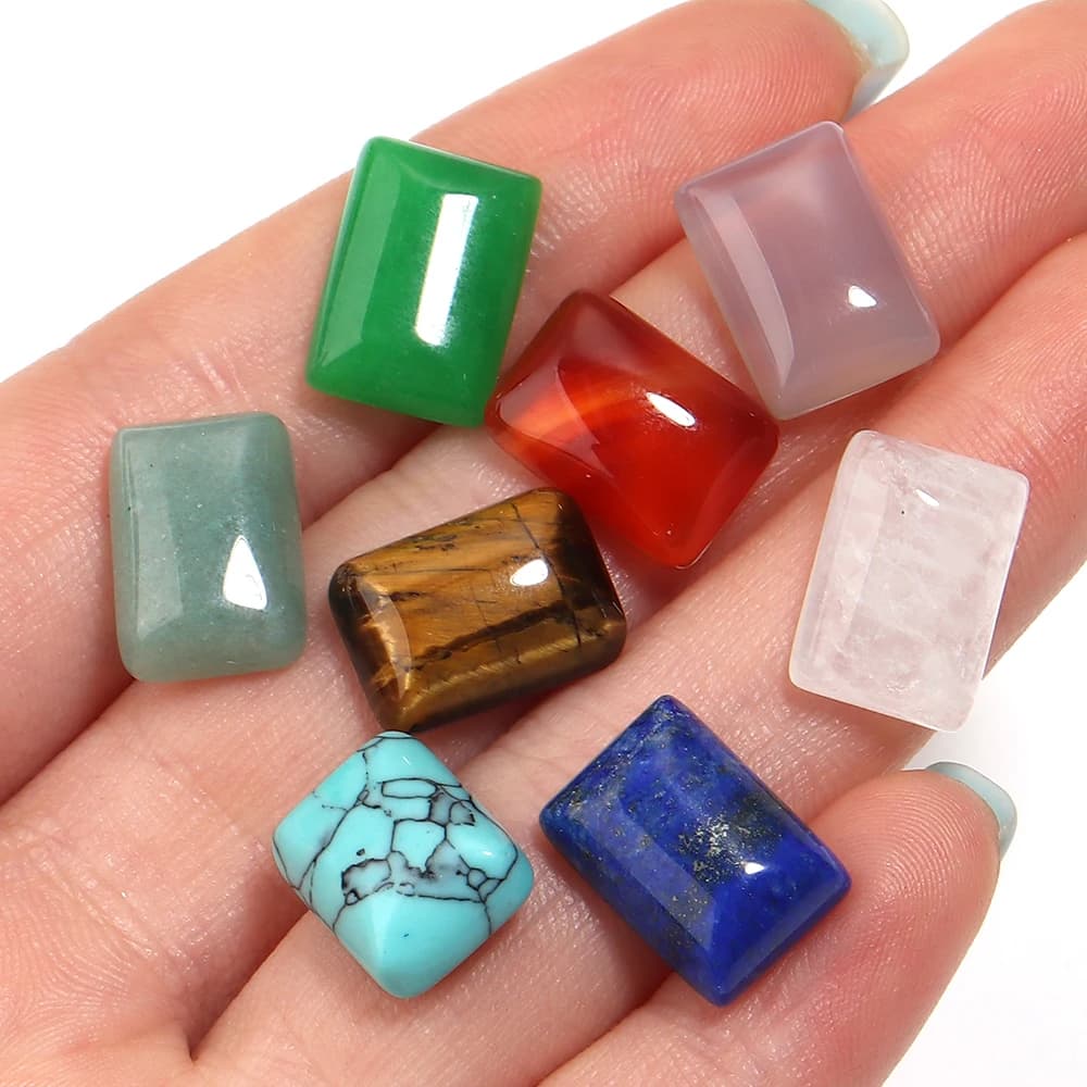 5pcs/lot 10x14mm Rectangular Natural Stone Cabochon Opal Agate Tiger Eye Cabochon Cameo For DIY Charms Earring Necklace Supplies