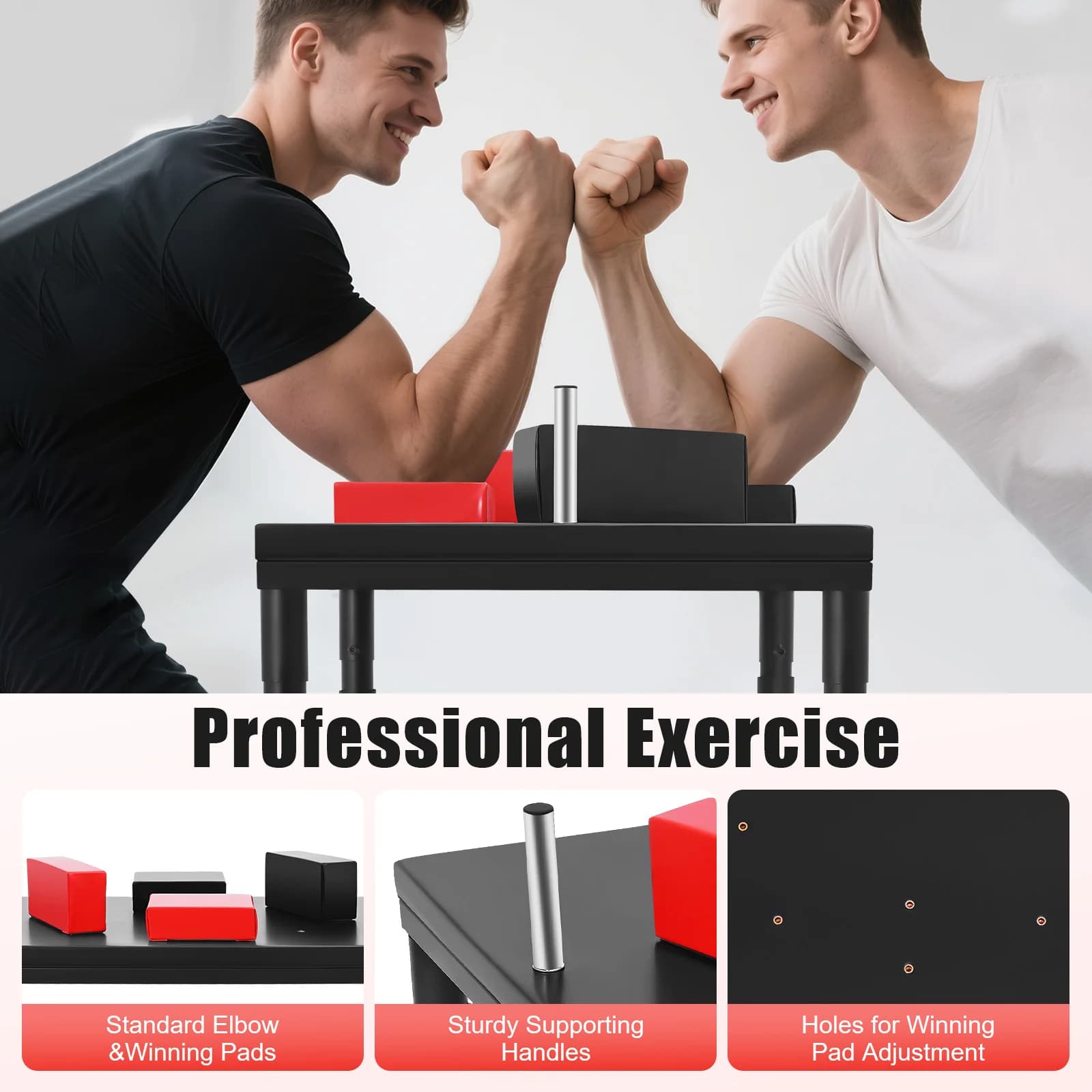 Professional Arm Wrestling Table 1 Ton Static Load Adjustable Elbow Pads Stainless Steel Frame Arm Wrestle Training Equipment For Gym Home Competition