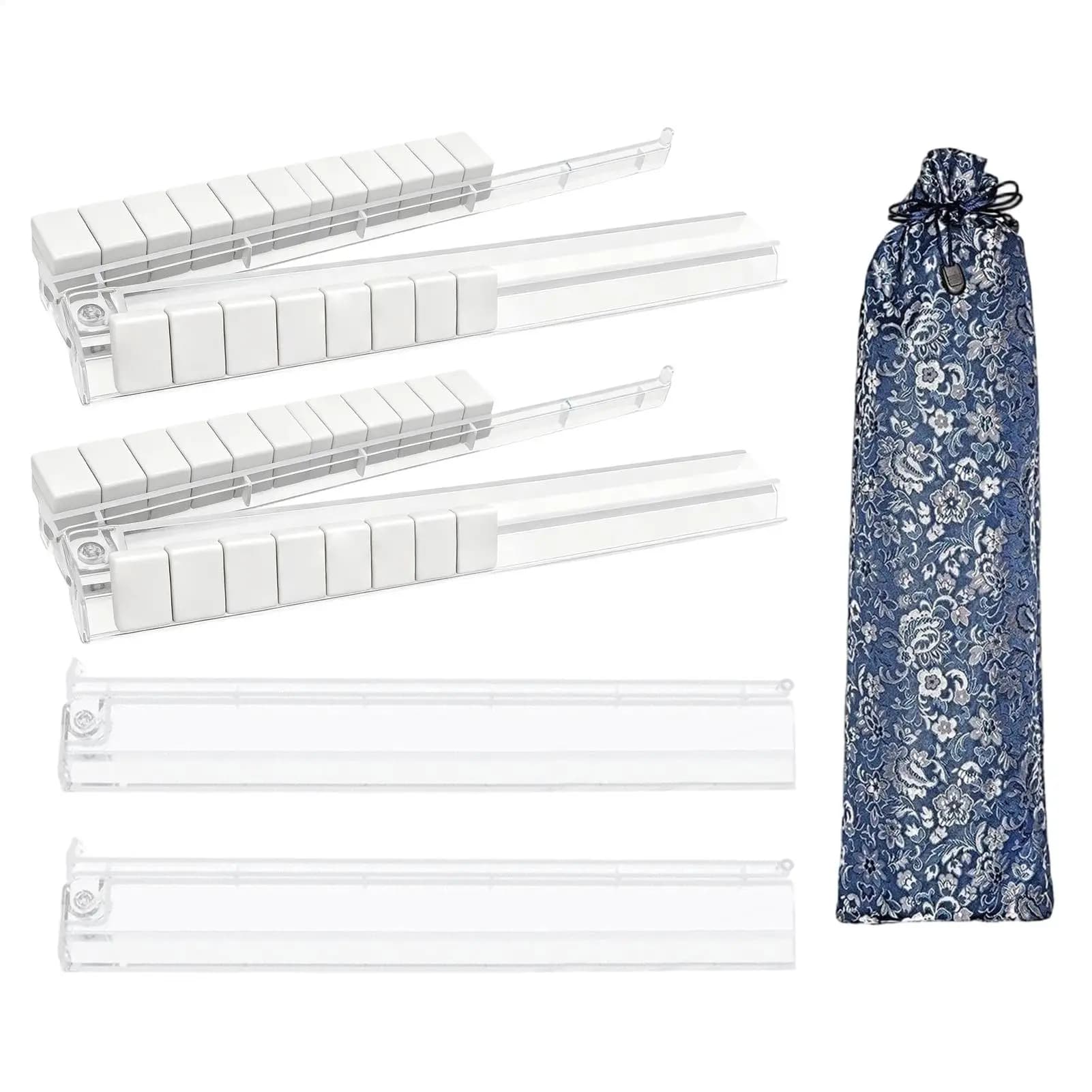 Mahjong Racks With Pushers Clear Stand With Storage Bag 4 Pieces Mahjong Tile Racks For Women Men Adults Beginner Home Party