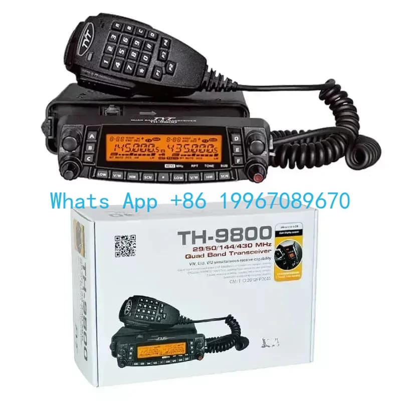 TH-9800 Plus Walkie Talkie 50W Stazione radio mobile per auto Quad Band 29/50/144/430MHz Doppio display Scrambler a lungo raggio TH9800