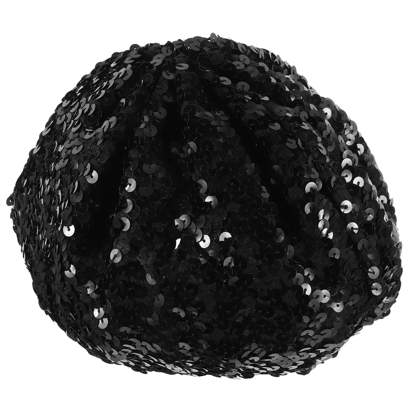 Black Sequin Beret Hat Women Fashion Beanie for Dance Performance Party Costume Festival Accessories Sequin Beret
