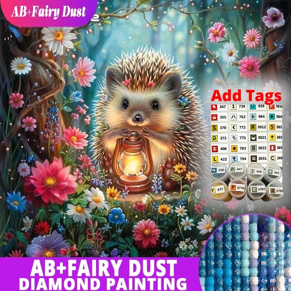 AB Fairy Dust 5D fai da te diamante ricamo riccio immagine animale strass diamante mosaico fiore pittura decorazioni per la casa