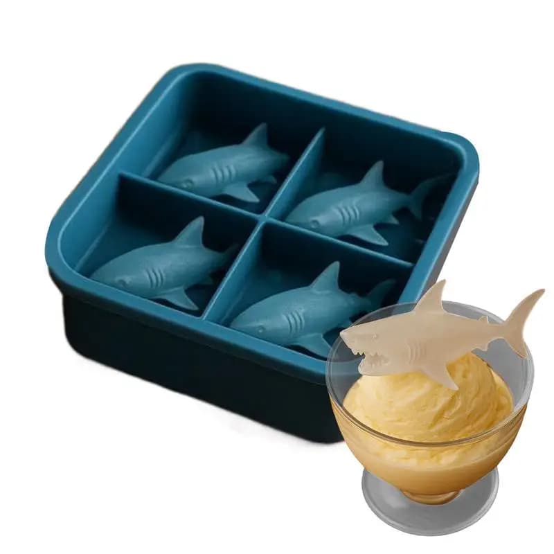 Shark Shaper icd Stampo Divertenti Stampi per il ghiaccio Pressa per il ghiaccio 3D Carino Vassoio in silicone a rilascio facile per acqua Bevanda Bere Cucina Casa Creativa