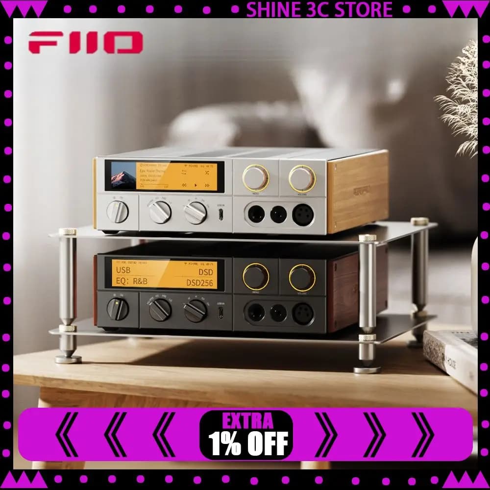 FiiO K17 R2R Desktop DAC Amp DSD512 HiRes Bluetooth WiFi Full Balanced Headphone Amplifier With Remote Control Decoration Gift