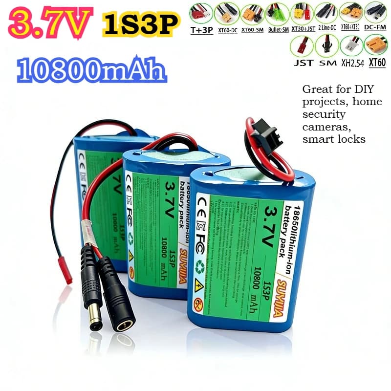 Batteria ricaricabile agli ioni di litio 3.7V 10800mAh 1S3P 18650 nuova di zecca per progetti fai-da-te, telecamere di sicurezza domestiche, serrature intelligenti