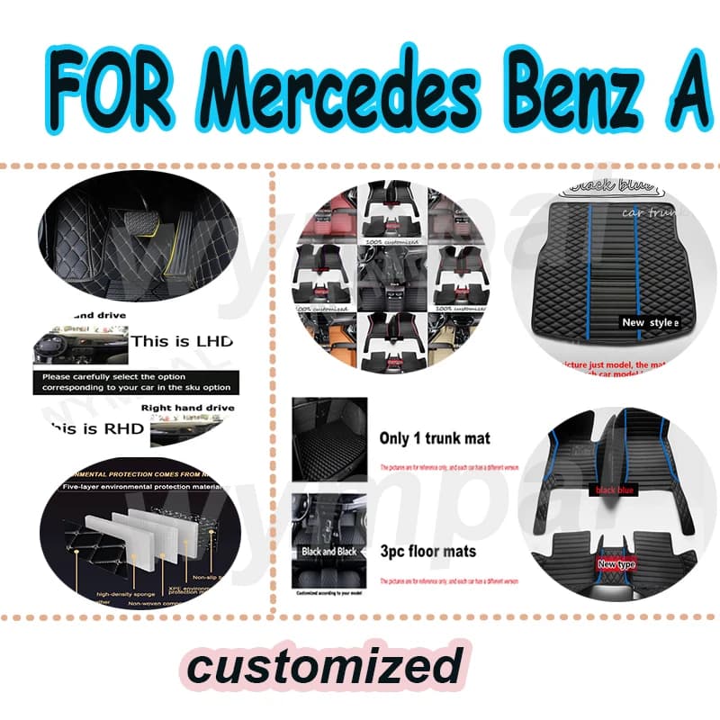 LUXURI Car Mats for Mercedes Benz Class A W177 2019 ~ 2021 Anti-sports bearings