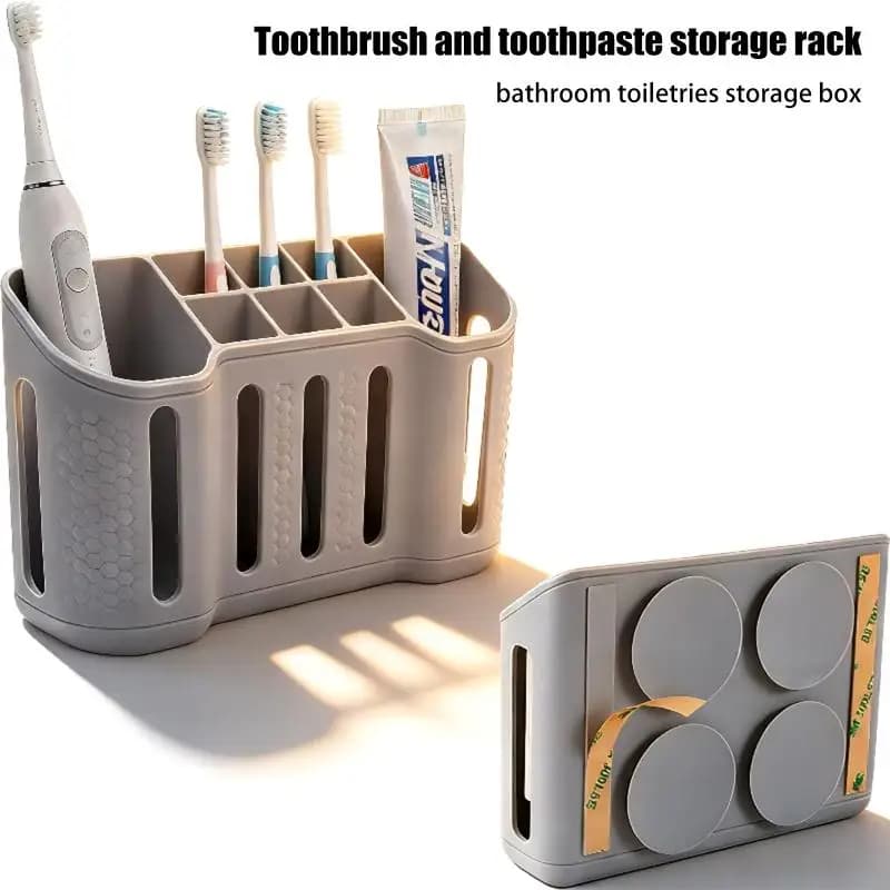 Portaspazzolini da Parete Senza Foratura, Organizzatore Porta Dentifricio Salvaspazio, Mensola da Bagno per Uso Domestico