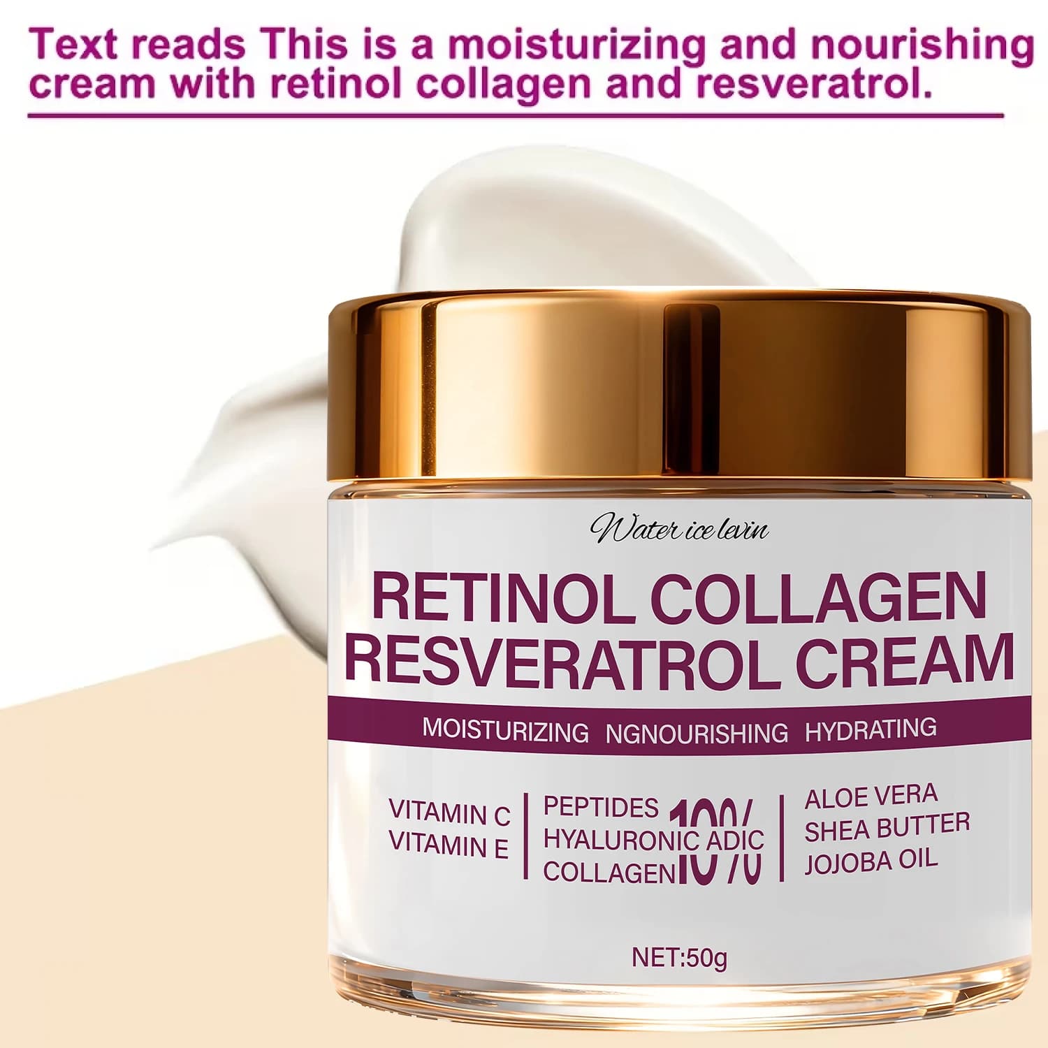 Crema Viso Retinolo Collagene Resveratrolo con Peptidi e Vitamina C, Idratante Rassodante per il Viso 50g
