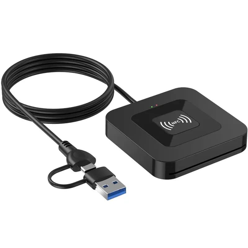 Lettore di schede USB 2.0 2-in-1 con lettore di schede IC a contatto e NFC per bancomat e dichiarazione delle entrate fiscali