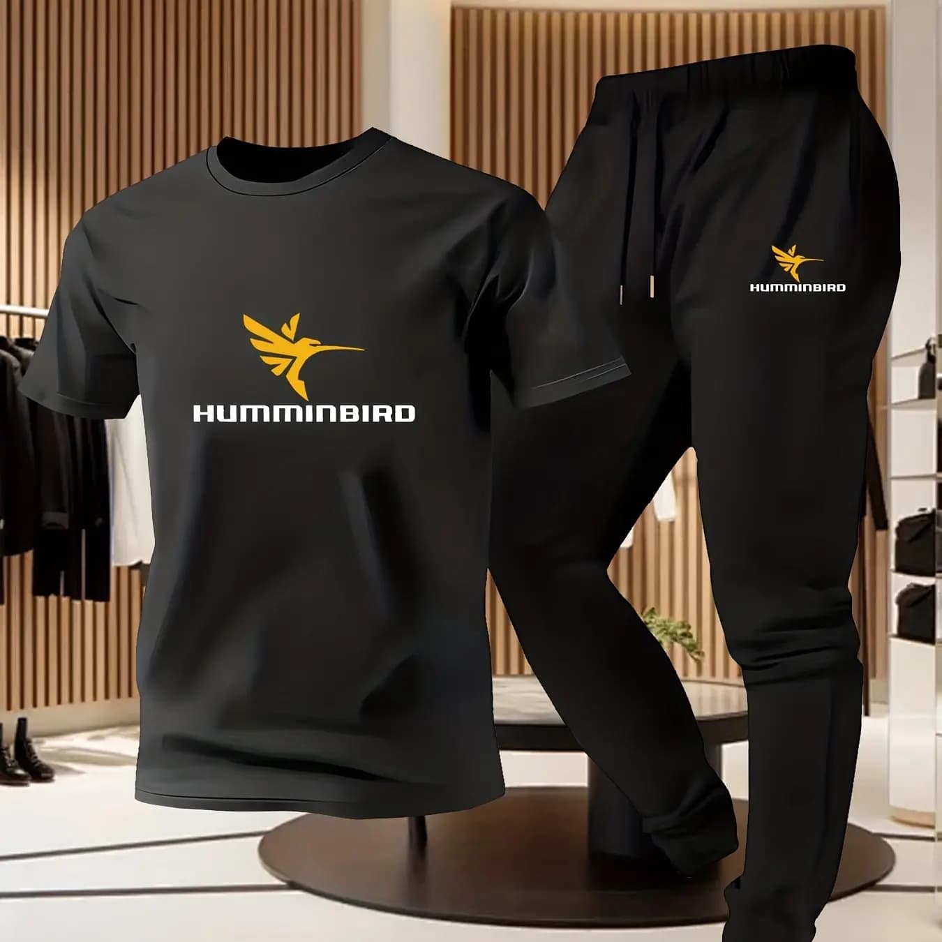 Nuovo Set Uomo 2026: T-Shirt Casual in Cotone a Girocollo e Pantaloni Lunghi con Stampa 'Golden Year', in Puro Cotone Ecologico