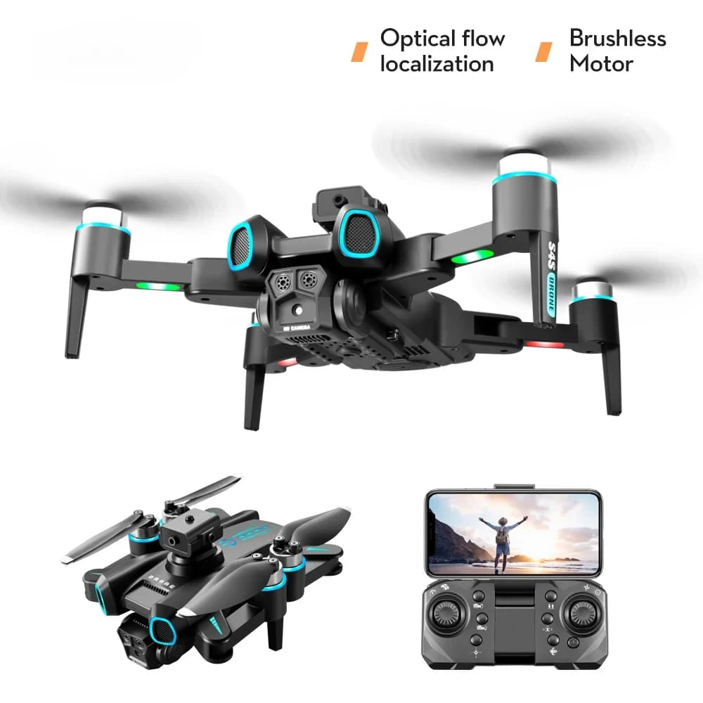 Drone RC Cameral 4K Quadcopter telecomandato professionale con luce a LED senza spazzole per evitare ostacoli Giocattolo regalo per elicottero RC