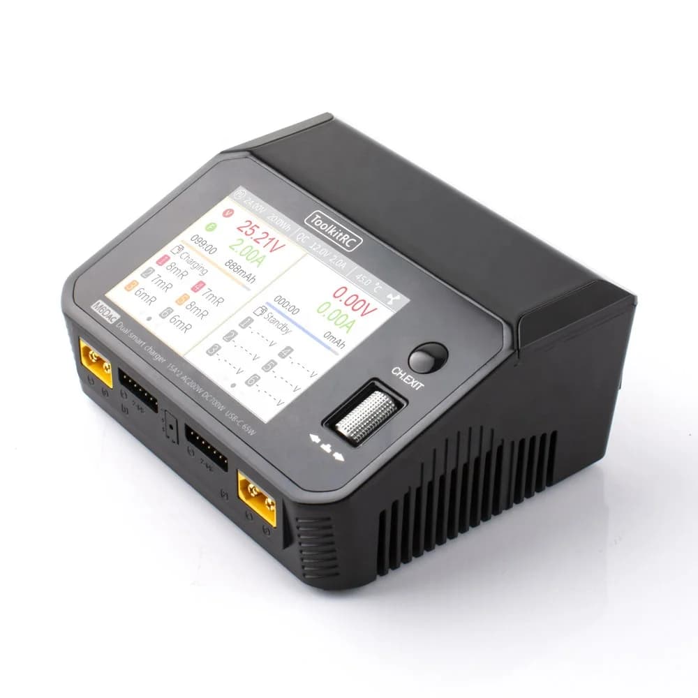 Toolkitrc M6DAC 350W X 2 USB-C 65W AC DC Dual Smart Charger Discharger Battery Balance 15A for 1-6S Lipo Lihv Lion Nimh Pb Cell