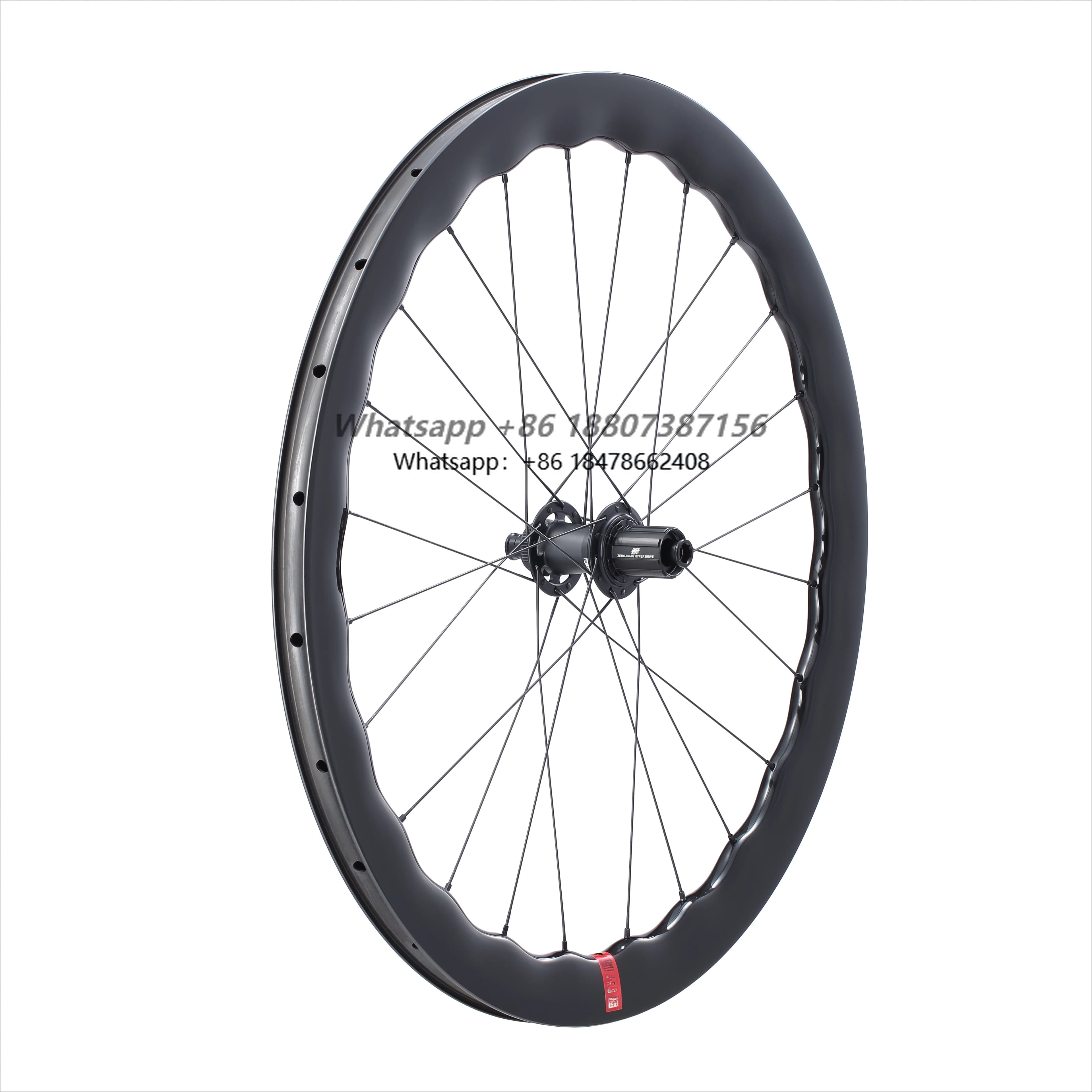 Set di Ruote RDCH Pro in Carbonio, Design Ripple, Cerchio T1100 in Carbonio Pieno 24H 700C, Ultra Leggero con 4 Cuscinetti Sigillati