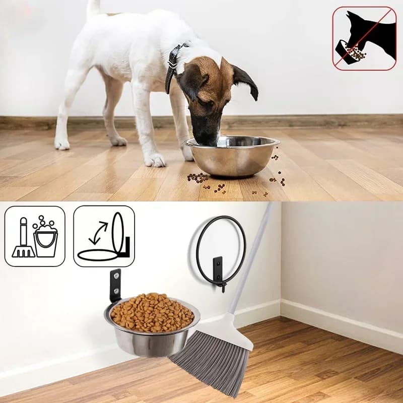 Ciotola per alimenti per animali domestici Ciotola per cani montata a parete Ciotole per animali elevate Contenitore in acciaio inossidabile Ciotole per mangiatoia per acqua per gatti per animali domestici Forniture per cani