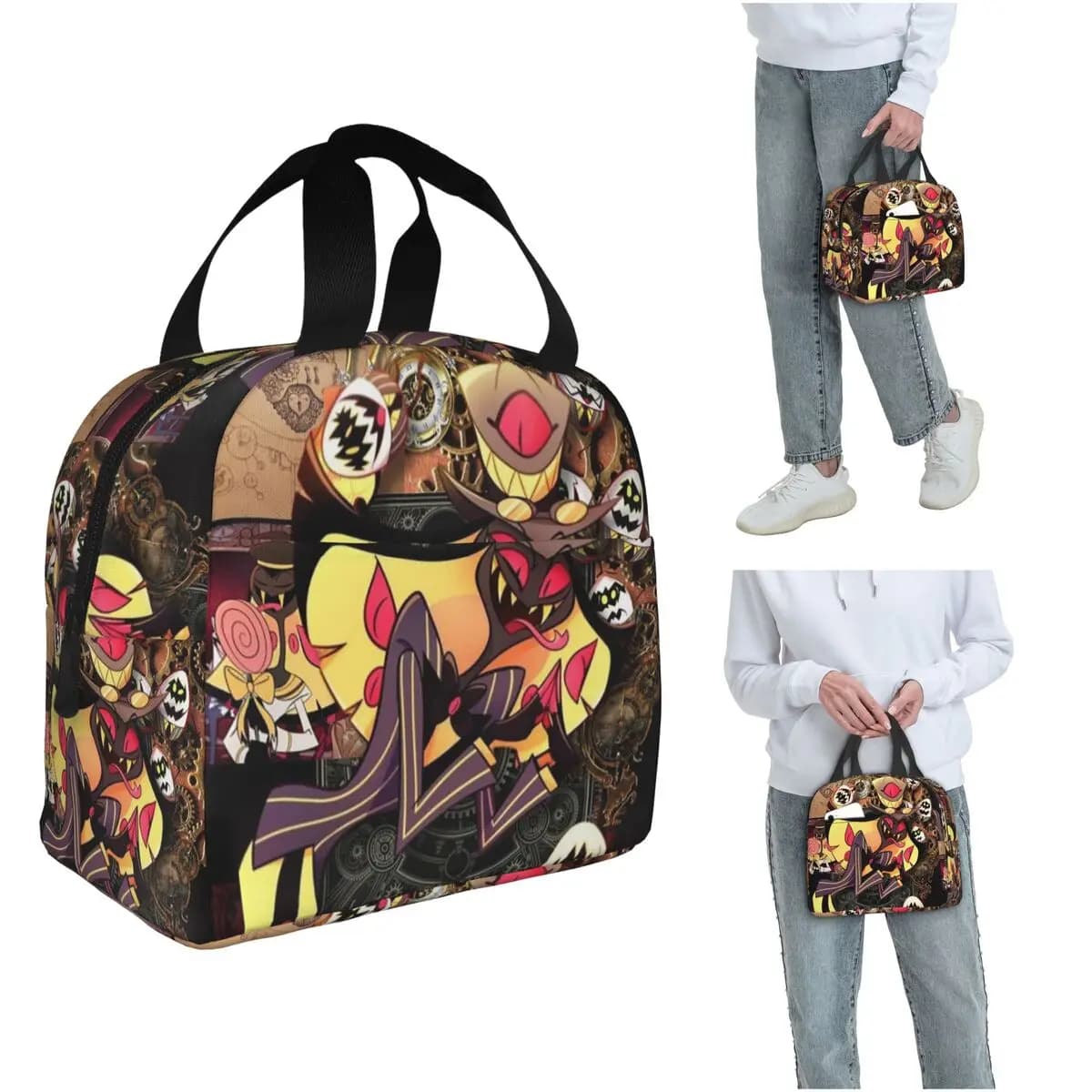 Hazbin Hotel Borsa per il pranzo isolata per bambini Borsa termica per alimenti termica per la scuola Contenitore per scatole per il pranzo portatili