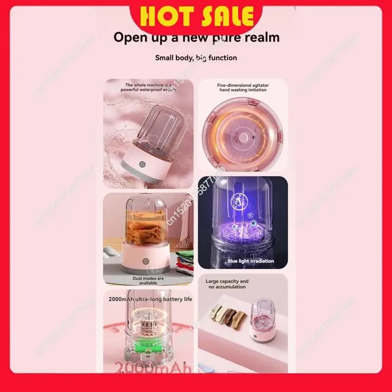 Needful Portable Washer Underwear Washer 2000MAH Rechargeable Cordless Mini Portable Washing Machine For Apartment Travel
