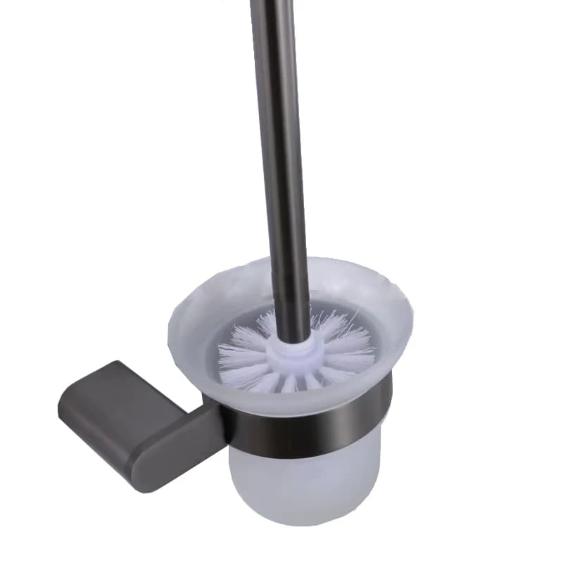 Manico per scopino per WC grigio in acciaio inossidabile 304, set di tazze per WC montate a parete, accessori per il bagno