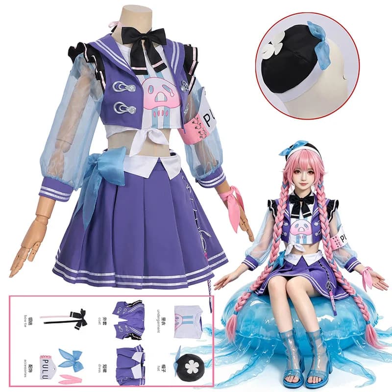 Costume cosplay Anime Returns Haiyue, gonna e top, accessori, set completo per donna, per feste a tema, Eternnal Restor