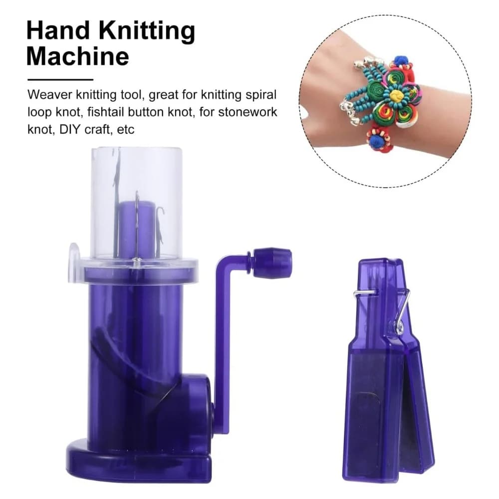 Manual Hand Knitting Machine Mini Spool Weaver Tool Embellishment Craft Braiding Loom Device with Weight Clamp for Bracelet