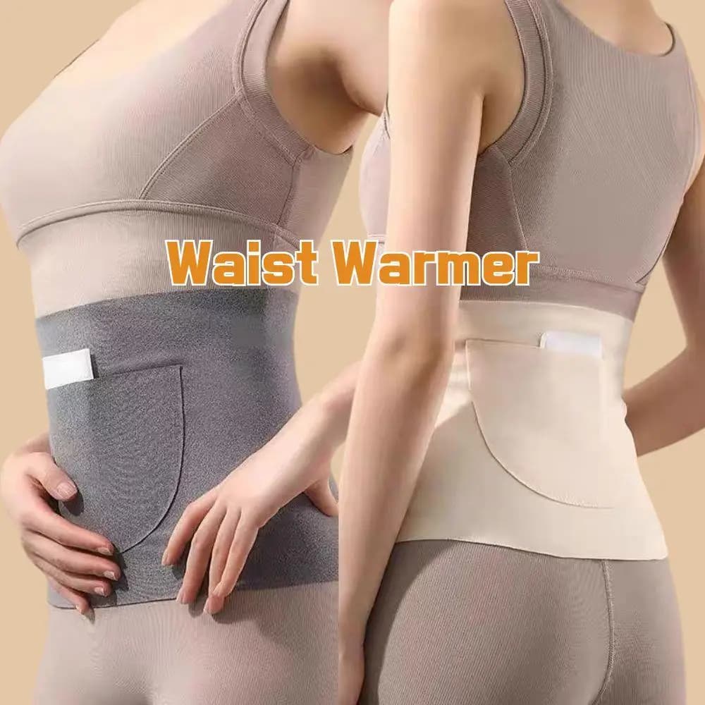 Cintura termica calda con doppia tasca Scaldausura interna Protezione per la vita Pancia calda Termica Cintura anti-freddo unisex Fascia da smoking