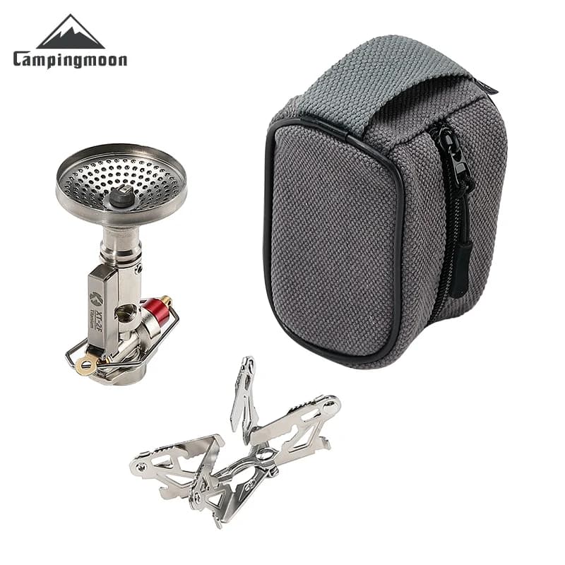 CAMPINGMOON XT-2F Xuanfeng Titanium Rope Brush Portable Mini Camping Gas Burner with Stable Voltage Output for Open Kitchen