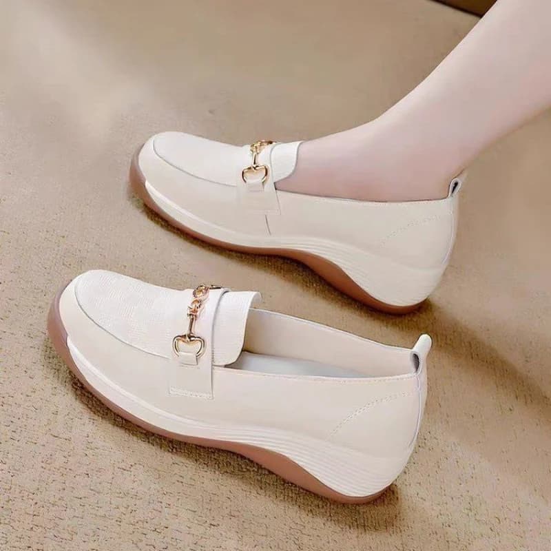 Mocassini da donna in morbida pelle primavera/autunno - Scarpe da mamma con zeppa e plateau, multi-opzioni disponibili Scarpe basse casual versatili