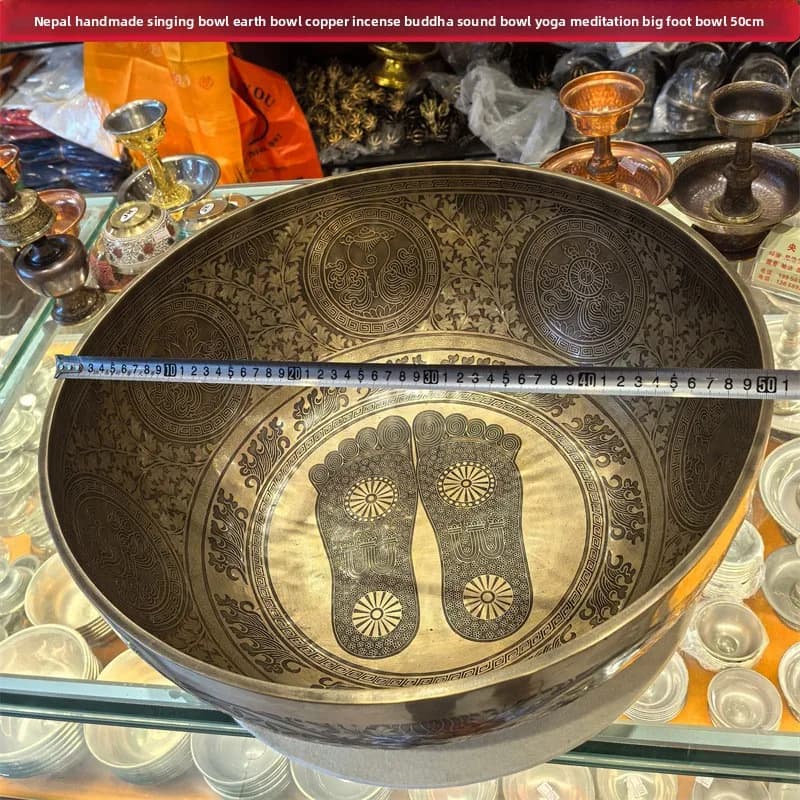 Handmade Nepal Singing Bowl Meditation Yoga Copper Foot Bowl 51cm Buddhist Decor
